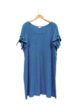 Jane And Delancey Dress Striped Knit Tie Sleeve Blue White Nautical Plus Size 3X